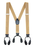 Buyless Fashion Button End Suspenders for Men 48 Adjustable Straps 1 1/4 Y Shape 5113Tan