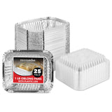 Stock Your Home 1 Lb Small Aluminum Pans with Lids (25 Pack) Foil Pans + Clear Plastic Lids, Disposable Cookware, Takeout Trays