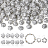 LAIDANLA 120pcs 10mm White Rhinestone Beads Baseball Beads for Crafting, Shiny Round Shamballa Disco Beads, Sparkle Crystal Clay
