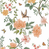 Froluya Floral Peel and Stick Wallpaper Vintage Floral Contact Paper 16.9x 393.7Bird Wallpaper Peel and Stick White Boho
