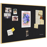 Lightomorrow Bulletin Board 30 x 20 inches, Black Pin Board, Golden Aluminum Framed Fabric Cork Board with 10 Push Pins