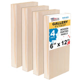 U.S. Art Supply 6 x 12 Unfinished Cradled Wood Panels for Painting, Gallery 1-1/2 Deep (4 Pack) - Artist Depth Wooden Wall Canva