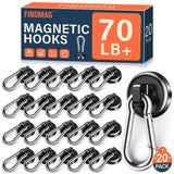 FINDMAG Magnetic Hooks with Swivel Carabiner, Neodymium Magnet Hooks for Hanging, Magnet with Hook for Kitchen, Office, Home, Sc