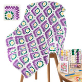 Coopay Blanket Crochet Kit for Beginners, All-in-One Granny Square Blanket Kit with Step-by-Step Video & Enough Yarns - Master 3
