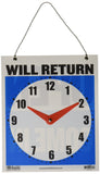 BAZIC 7.5x9 WILL RETURN Clock Sign w/ OPEN sign on back (Case of 24)