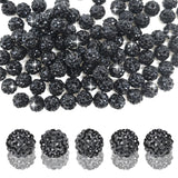 8mm Black Clay Rhinestone Beads - 100pcs Sparkly Pave Disco Ball Round Diamond Bling Loose Spacer Beads for Jewelry Making, Frie