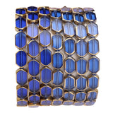 DADIFEN Glass Octagon Beads Royal Blue 6x9mm 28pcs Rectangle Golden Edge Crystal Loose Beads for DIY Craft Jewelry Making