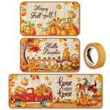 SATINIOR 3 Pcs Fall Kitchen Rugs and Mats Set Pumpkin Kitchen Floor Mat Decor Non Slip Gnome Truck Autumn Doormat Washable Rusti
