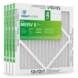 TRIGHTFILTERS 12x12x1 Air Filter 4 Pack, MERV 8 Pleated Dust Defense Air Filters Replacement Air Conditioner HVAC AC Furnace Fil