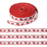 Elecrelive 10 Yards Printed Strawberry Ribbon White Jacquard Ribbon 1/2 Inch Summer Fruit Embroidered Fabric for Bow Making Gift