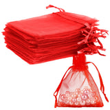 Organza Bags, Red Organza Bags, 50Pcs, Sheer Organza Bags 3 x 4 inch, Jewelry Gift Bags, Party Favor Bags with Drawstring, Small