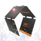 FlexSolar 40W Portable Solar Panel Folding Solar Panel with USB-C PD 18W,USB-A QC3.0 Ports, IP67 Waterproof ETFE Solar Charger f