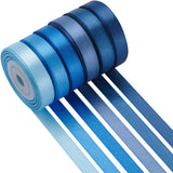 LIUYAXI Blue Satin Ribbon 3/8 Inch X 6 Rolls Total 60 Yards Double Faced Blue Ribbon Set for Gift Wrapping Craft Wedding Decorat