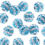 RUBYCA Stripes Czech Crystal Round Disco Ball Clay Beads fit Shamballa Jewelry (20pcs, 10mm, Blue)