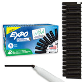 EXPO Dry Erase Markers, Low Odor Ink, Black, Fine Tip, 40 Count