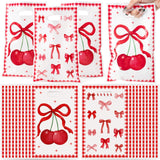 ArianQicult Bow Party Favor Bags - 50Pcs Red Cherry Goody Candy Treat Gifts Bags Coquette Bow Party Decorations for Birthday Wed