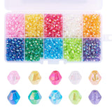 LiQunSweet 2500 Pcs 10-Color Boxed Acrylic Beads Faceted Bicone AB Color Plated Transparent Loose Beads Bulk for Jewelry Making