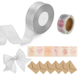 Silver Glitter Ribbons,1 1/2 Inch Gift Wrapping Ribbon Roll for Christmas, Craft, Floral, Wedding, Sewing, Bow Making, Gift Wrap