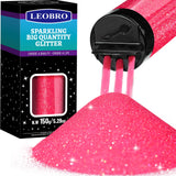 LEOBRO Pink Glitter, 150g/5.29oz Iridescent Hot Pink Fine Glitter, Craft Glitter for Resin, Crafts, Tumbler, DIY Party Decoratio