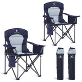 2 Pack Oversized Folding Camping Chairs High Back Heavy Duty Padded Lawn Chair for Adults Support up to 450lbs with Cup Holder,