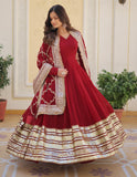Wedani Georgette Maroon Anarkali Kurta Sett For Women (In Alpha L Regular Maroon),MAROON,L,Georgette,Anarkali,