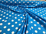 New Creations Fabric & Foam Inc, 60 Wide by Premium Polka Dot Poly Cotton Fabric (White Dot on Turquoise, 3 Yards)
