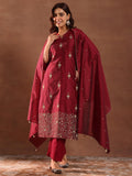 Libas Women'S Chanderi Silk Kurta Set (49450 Maroon 3Xl