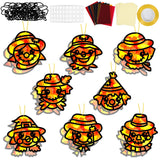 QOUBAI 32 Sets Fall Scarecrow Suncatchers Craft Kit DIY Window Stained Glass Effect Autumn Scarecrow Paper Crafts Home School Cl