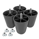 Seimneire 4Pcs Black Sofa Legs, 4 Inch Tapered Furniture Legs Plastic Couch Feet with M10 Hanger Bolts for Sofa Dresser Cabinet