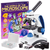 AmScope M162C2LPB10WMAwarded 2018 Best Students and Kids Microscope Kit 40X1000X Dual Light All Metal Microscope with Sl