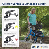Drive Medical Nitro Sprint Foldable Rollator Walker With Seat, Petite Height Lightweight Rollator With Large Wheels, Folding Rol