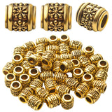 BronaGrand 50pcs Antique Gold Plated Barrel Spacer Beads, Hole: 4.6mm