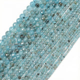 THRELE 4mm Natural Blue Apatite Beads, 90pcs Faceted Round Loose Small Beads for Jewelry Making, 14-Inch Strand with Size Card,G