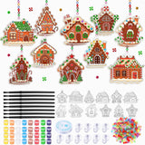 Beeveer 30 Sets Christmas Gingerbread House Suncatchers Window Art Kits, DIY Suncatchers Bulk Crafts Paint Your Own Window Ornam