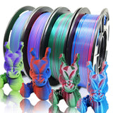 Reprapper 4X 250g Color Pack, Dual Color Filament Coextrusion PLA Filament 1.75mm for 3D Printer, 4 x 250g Spools Matte Red/Blue