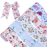 Floral Grosgrain Ribbon, 5 Rolls Flower Pattern Ribbon Spring Summer Fabric Decorative Craft Ribbon Roll for Gift Wrapping Decor