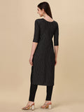 Wedani Women'S Cotton Round Neck Casual Wear Straight Kurta (Krt514) (Black X-Large),BLACK,M,Cotton,A-Line,