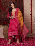 Anni Designer Women'S Rayon Viscose Printed Straight Kurta With Pant & Dupatta (Subhi Pink-Vks04_L_Pink_Large),Pink,L,,,