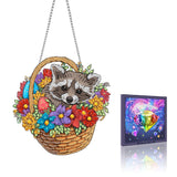 VAIIEYO Raccoon Diamond Art Hanging Ornament, Animal Diamond Painting Suncatchers Window Hanging Kit with Chain, 7.5x7.5 inch Cr