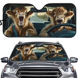 Suhoaziia Cow Driving Windshield Sun Shade, Foldable Car Front Window Sunshade for Most Sedans SUV Truck, Fun Print Sun Visor Wi