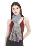 Fabseasons WomenS Cotton Scarf With Floral Embroidery (Blue, Size 70 X 180 Cms)