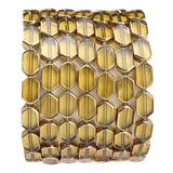 DADIFEN Glass Octagon Beads Yellow 6x9mm 28pcs Rectangle Golden Edge Crystal Loose Beads for DIY Craft Jewelry Making