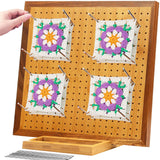 NewEle 11.8 Crochet Blocking Board with 20 Pegs, Bamboo Blocking Boards for Crochet Projects, Granny Square Blocking Board for K