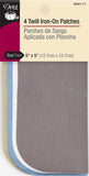 Dritz Twill, 5 x 5Inch, 4 Count, Assorted IronOn Patches, Light Colors