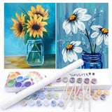 BAISITE Paint by Numbers Kit for Adults Beginners,12 Wx16 L 2 Pack Canvas for Painting Kits for Adults in Colorful Box-Daisy and
