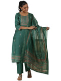 Libas Women'S Silk Blend Kurta Set (49229_Teal Green