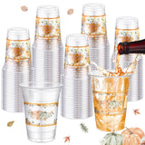 Willinglong 60 Pcs Little Pumpkin Baby Shower Party Supplies 16 oz Plastic Cups Bulk Fall Thanksgiving Pumpkin Clear Cup Disposa
