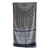 India Scarves Dark Navy Ajrakh Hand Block Print Cotton Stole | Traditional Geometric Print | 22055 Cm