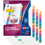 Avery 131 Tab Dividers for 3 Ring Binders, Customizable Table of Contents, Multicolor Tabs, 3 Sets (44129)