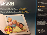 EPSON PREMIUM RESIN COATED GLOSSY PHOTO PAPER BRIGHT WHITE 4 IN X 6 IN 100